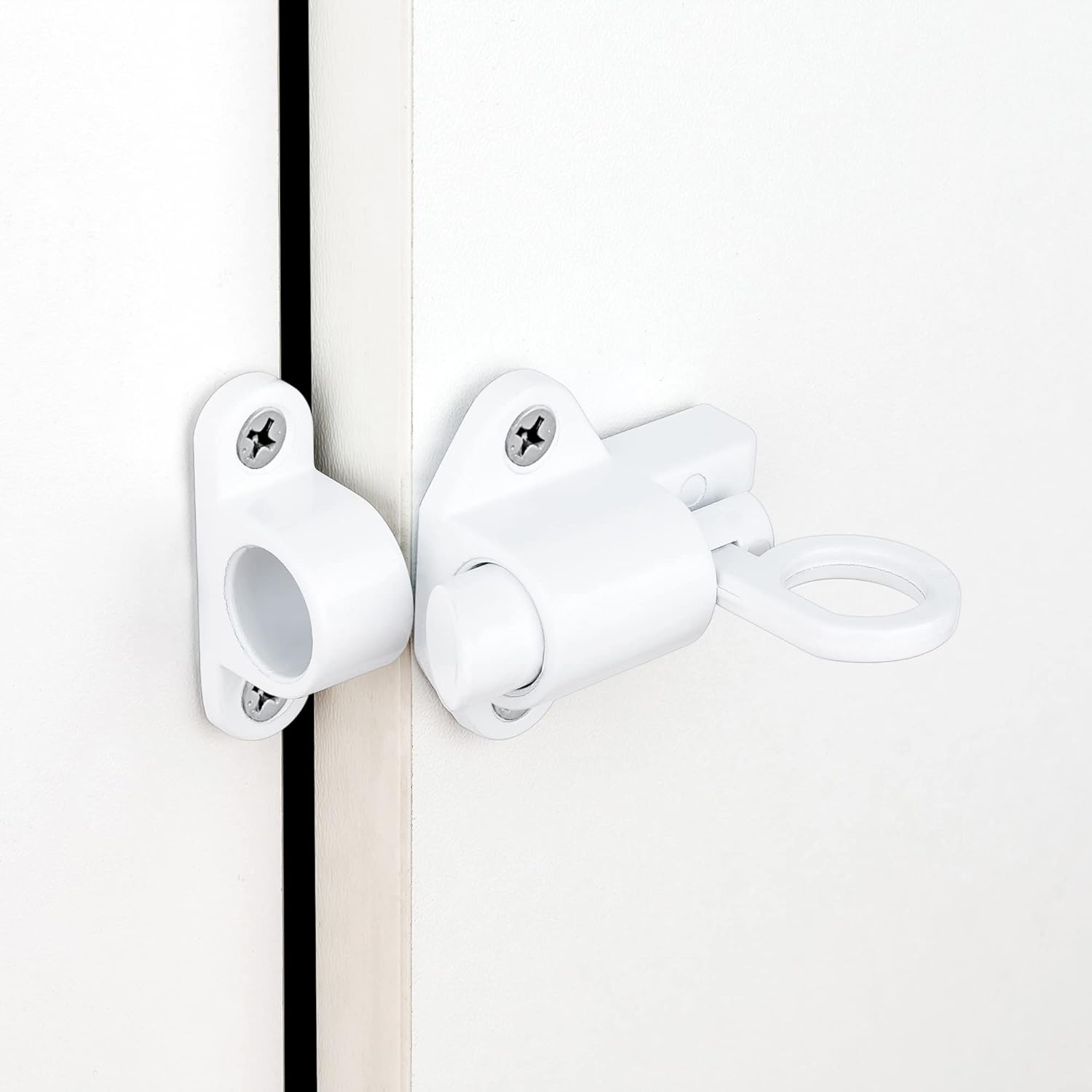 4 Packs Self-Closing Latches，White Spring Door Lock，Resilient Bolt Latch Aluminum Alloy Safety