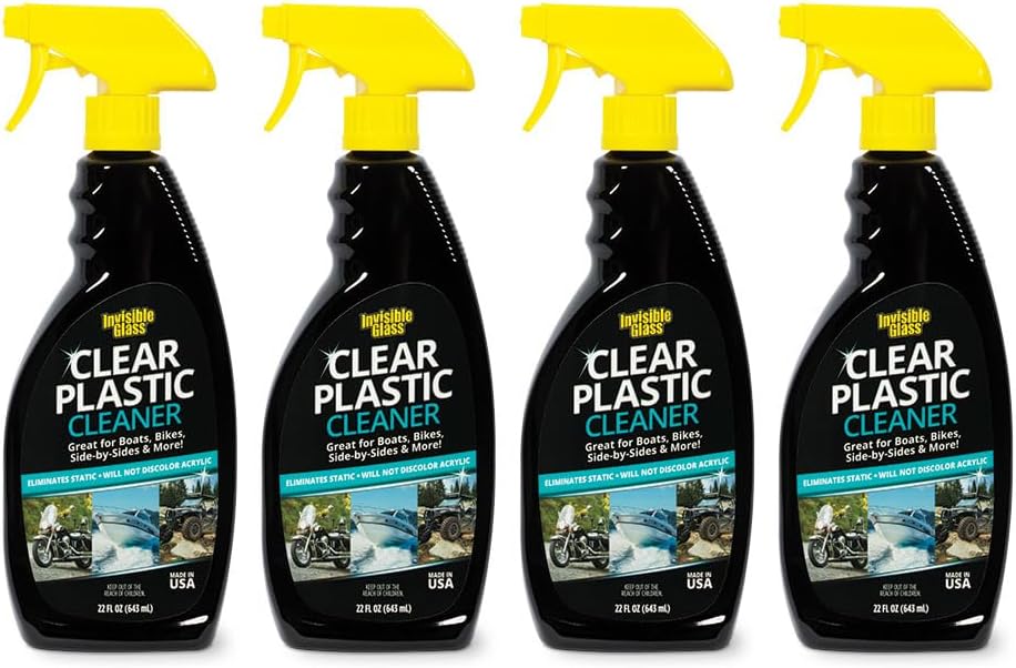 Invisible Glass 92084-4PK Clear Plastic Cleaner for Cars, Motorcycles, RVs, Boats, Helmet Visors