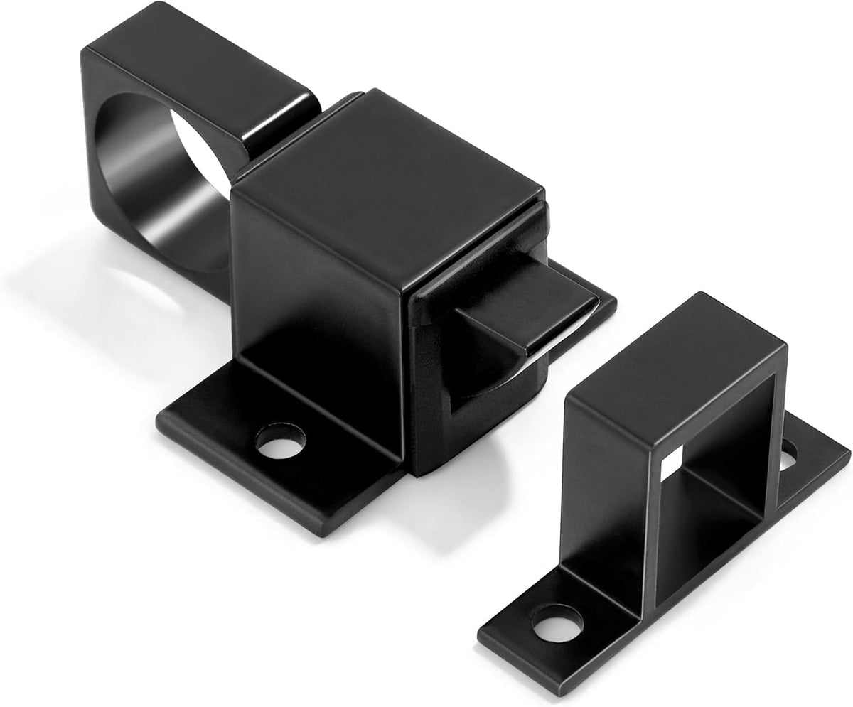 2 Packs Self-Closing Latches, Black Spring Door Lock, Aluminum Alloy Automatic Gate Latch with