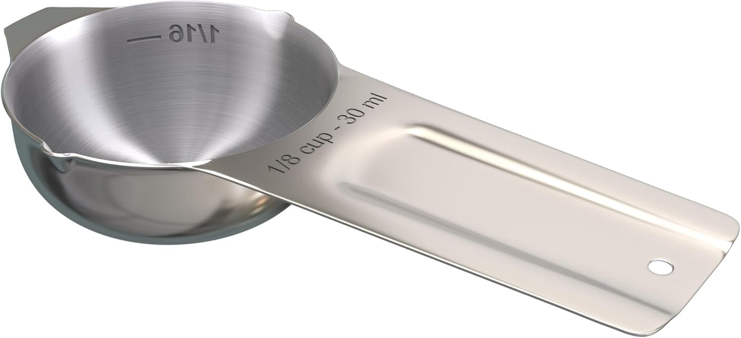 Color Up ⅛ Cup Measuring Cup (30 ml) – Premium Chrome Stainless Steel, Accurate for Wet & Dry