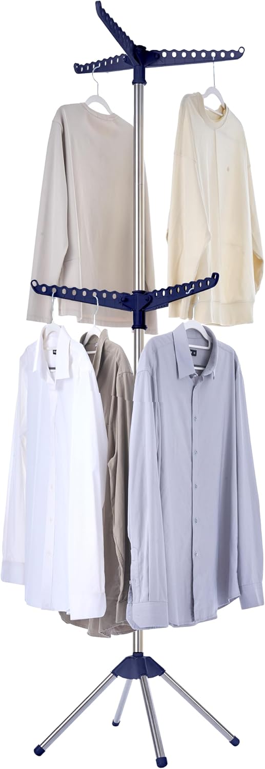 Clothes Drying Rack Foldable, 74.8 inch 2 Tier Laundry Drying Rack with Rotating Clothes Rail for