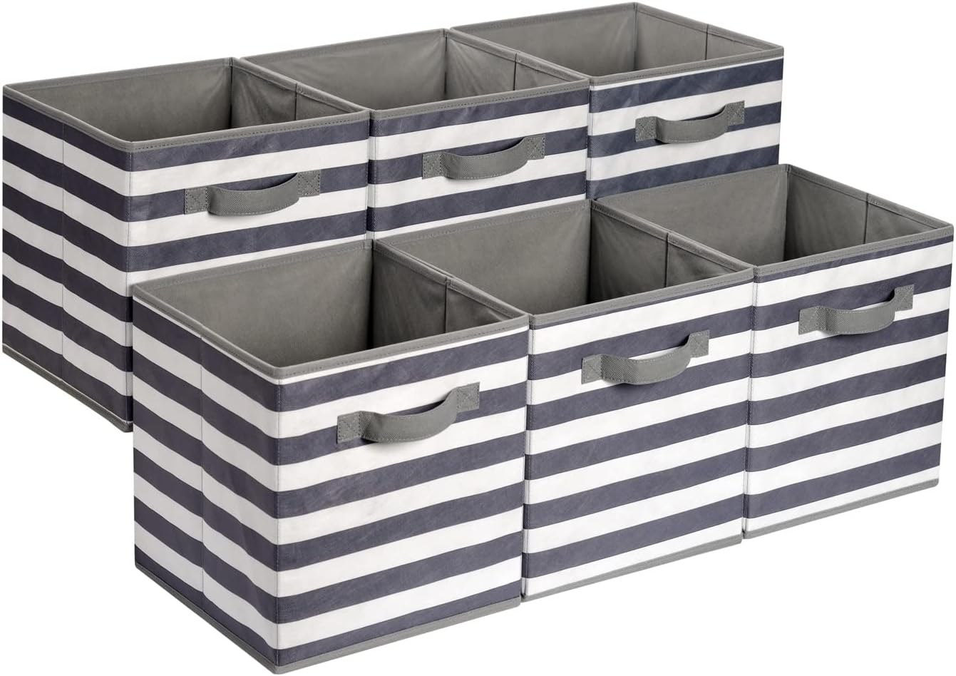 Amazon Basics Cube Organizer Storage Bins Handles, Collapsible Fabric, Pack of 6, 10.5"x10.5"x11"