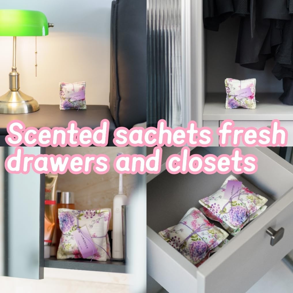 AUCUDA 4 Packs Lavender Scented Sachets Bags for Drawers and Closets, Autumn Long-Lasting Fragrance
