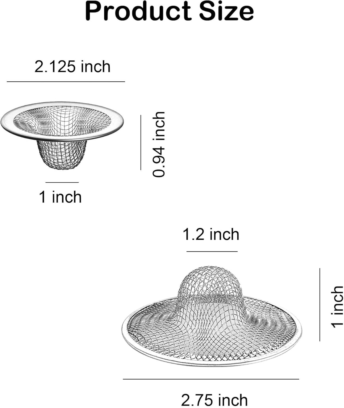 25PCS Bathroom Mesh Sink Drain Strainer, 2.75" & 2.125'' Stainless Steel Slop Basket Filter Trap