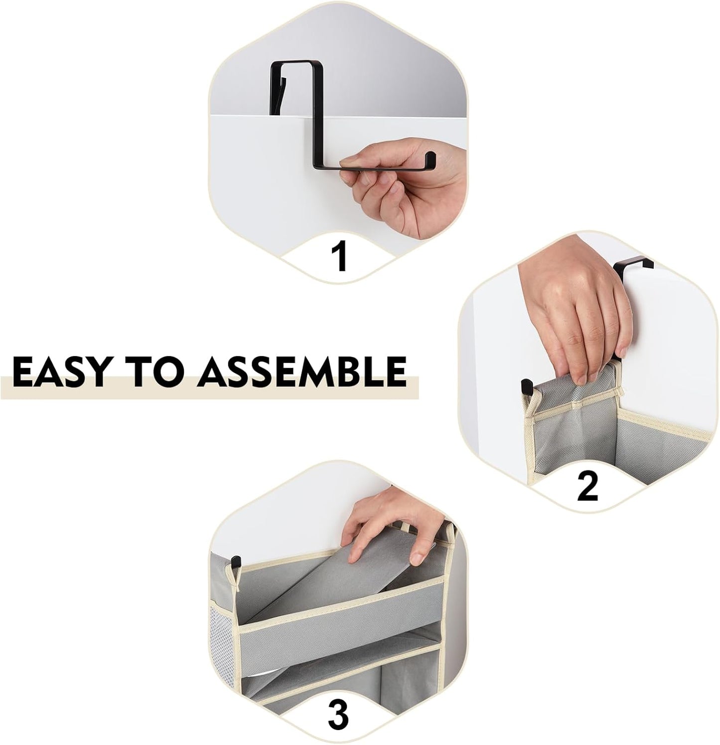 2 Pack Over The Door Hanging Organizer 6-Shelves and 12 Side Pockets, Over The Door Storage for