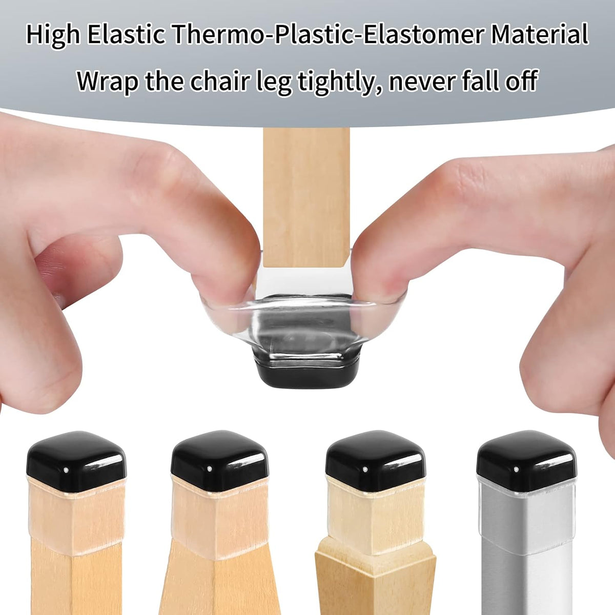 Ezprotekt 24 Pcs Clear Chair Leg Sliders for Carpet, Square Teflon Furniture Glides Protectors