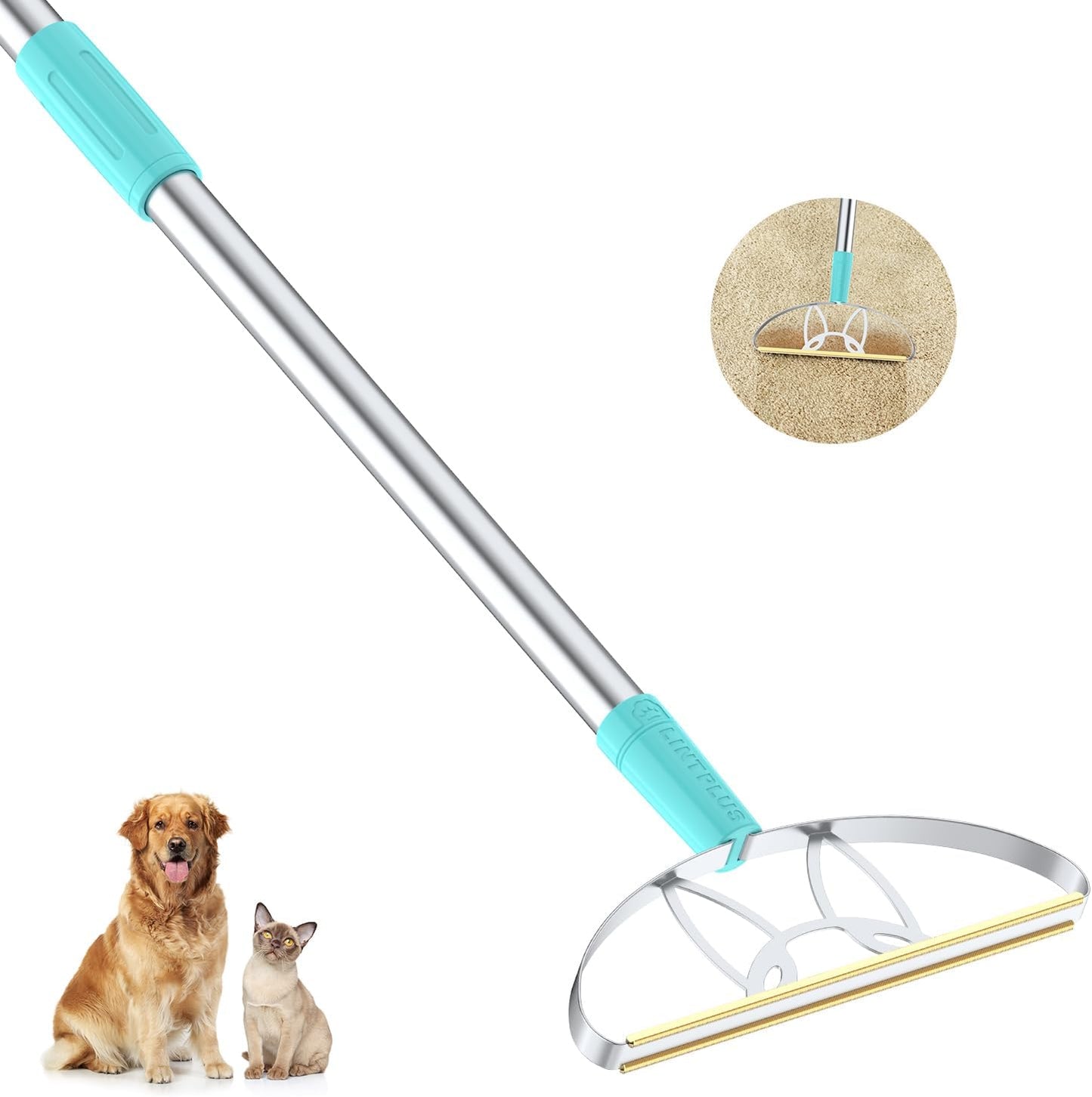 63“Ultra Long Carpet Rake by LINTPLUS-Heavy Duty Carpet Scraper & Pet Hair Remover for Deep