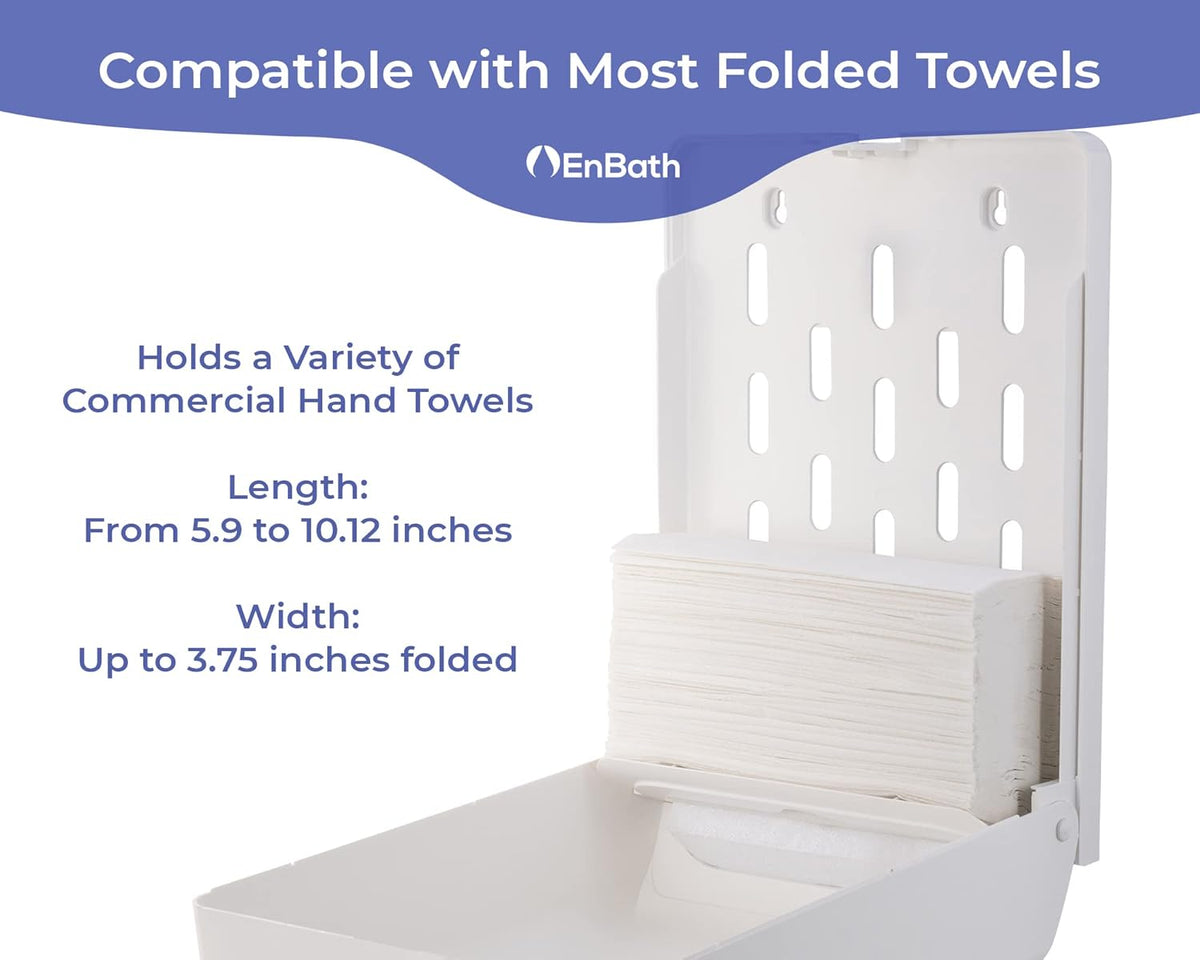 Commercial Paper Towel Dispenser Wall Mount, Holds 500 Multifold, Trifold, Z Fold, C Fold Hand