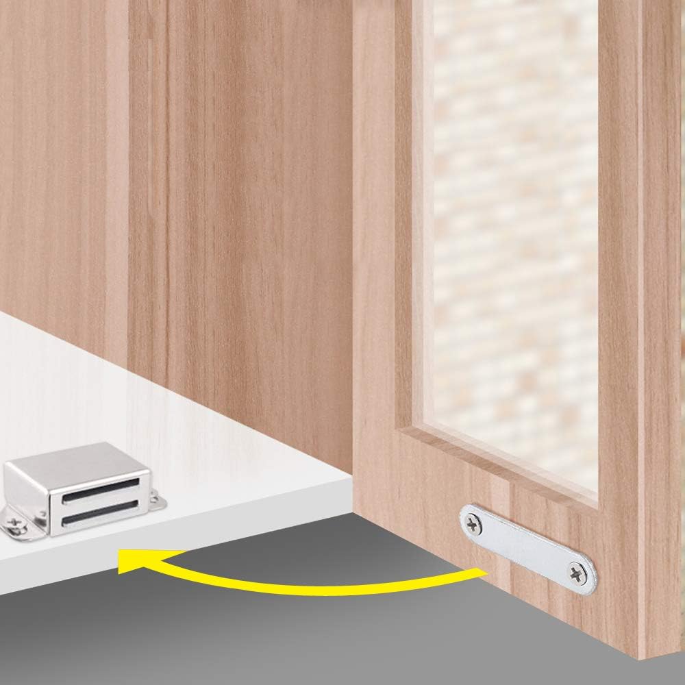 Mousike Cabinet Magnets 30lb Stainless Steel Magnetic Door Catch with Strong Magnetic for Kitchen