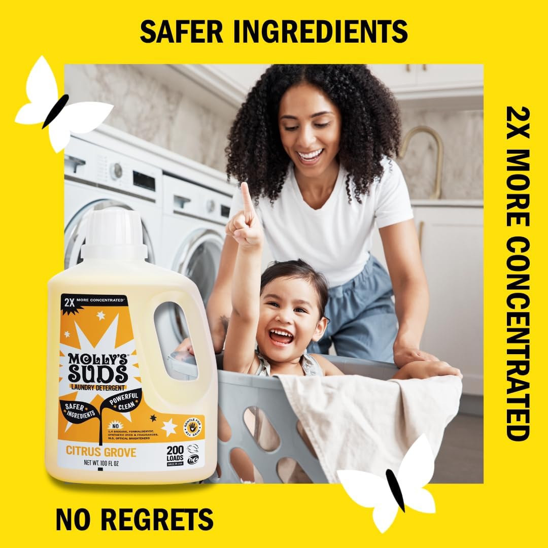 Molly's Suds Liquid Laundry Detergent | Clean Laundry Detergent Soap for Sensitive Skin | 2x