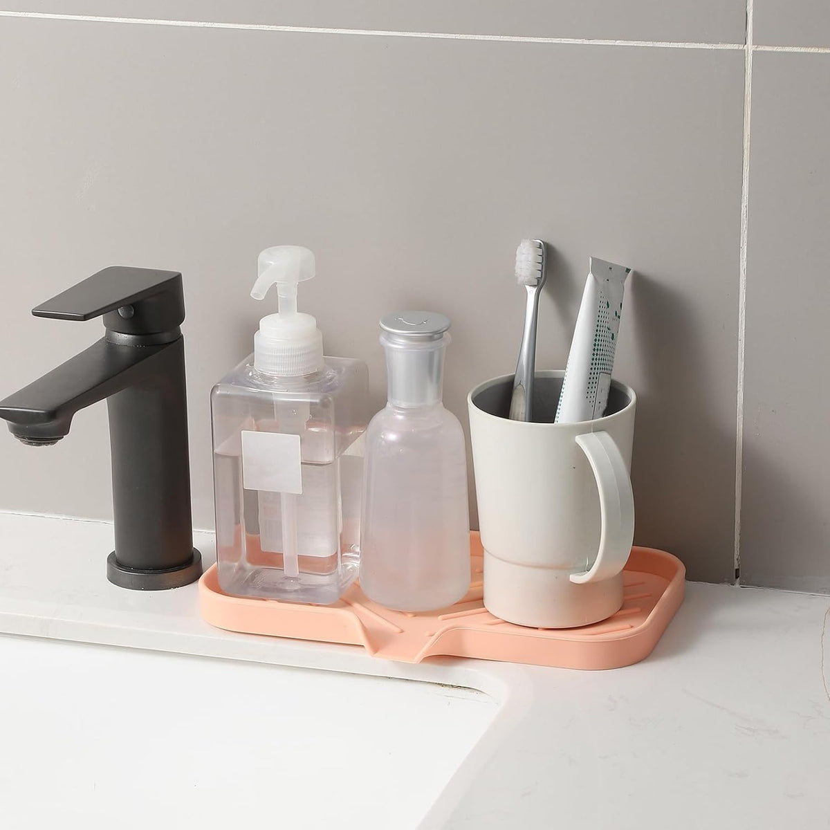 Silicone Bathroom Soap Dishes with Drain Spout-Bathroom and Kitchen Sink Organizer,Sponge