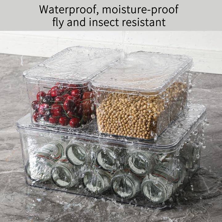 Clear Storage Bins With Lids,5 Packs Food Storage Organizer,Cabinet Storage Basket for Clothing