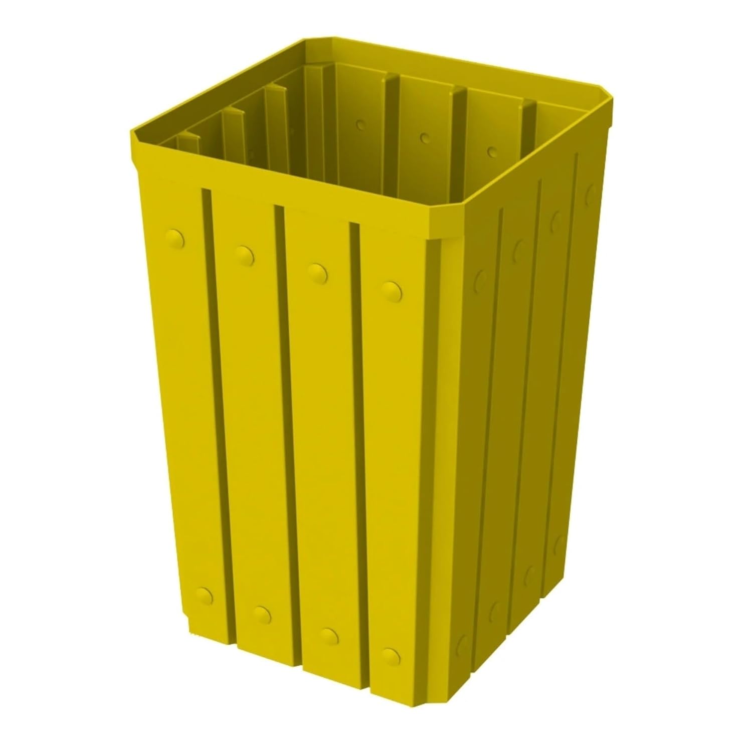 32 Gallon Square Slatted 100% Recycled Plastic Heavy-Duty Commercial Outdoor or Indoor Trash Can