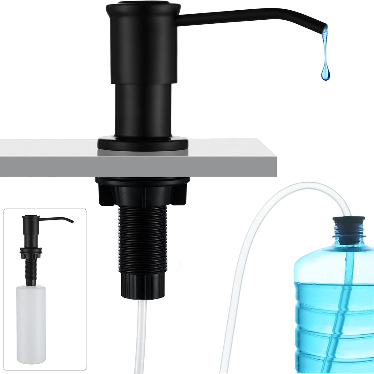 CREA Kitchen Soap Dispenser Countertop Soap Dispenserfor Kitchen Sink Black Built in Sink Soap