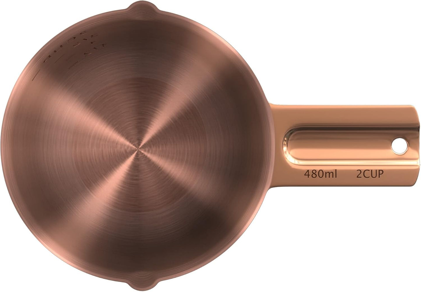 Color Up 2 Cup Measuring Cup, 480ml Copper Stainless Steel Metal Measuring Scoop, Easy-Pour Spouts
