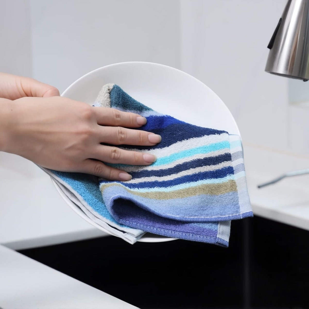 Oeleky Kitchen Dishcloths for Washing Dishes, Ultra Absorbent Dish Rags, Cotton Cleaning Cloths