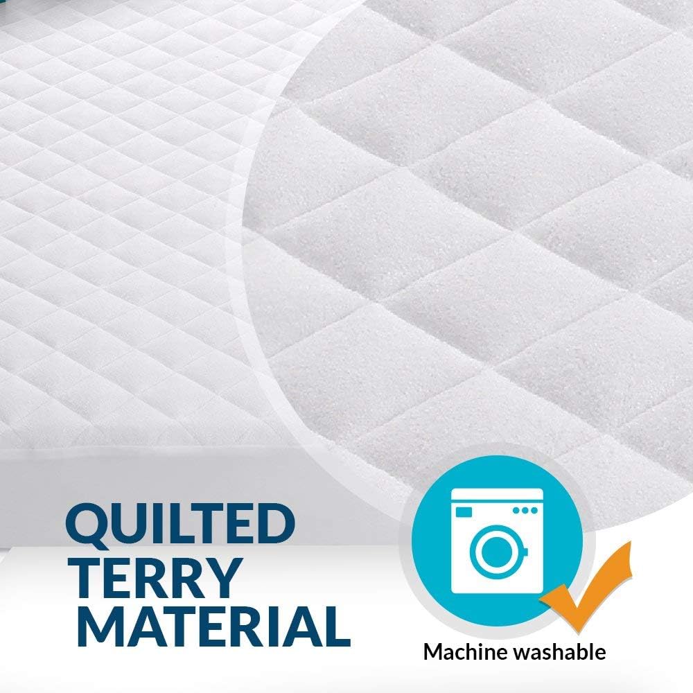 Crib Mattress Protector 100% Waterproof, Noiseless – Viscose Made from Quilted Ultra Soft White