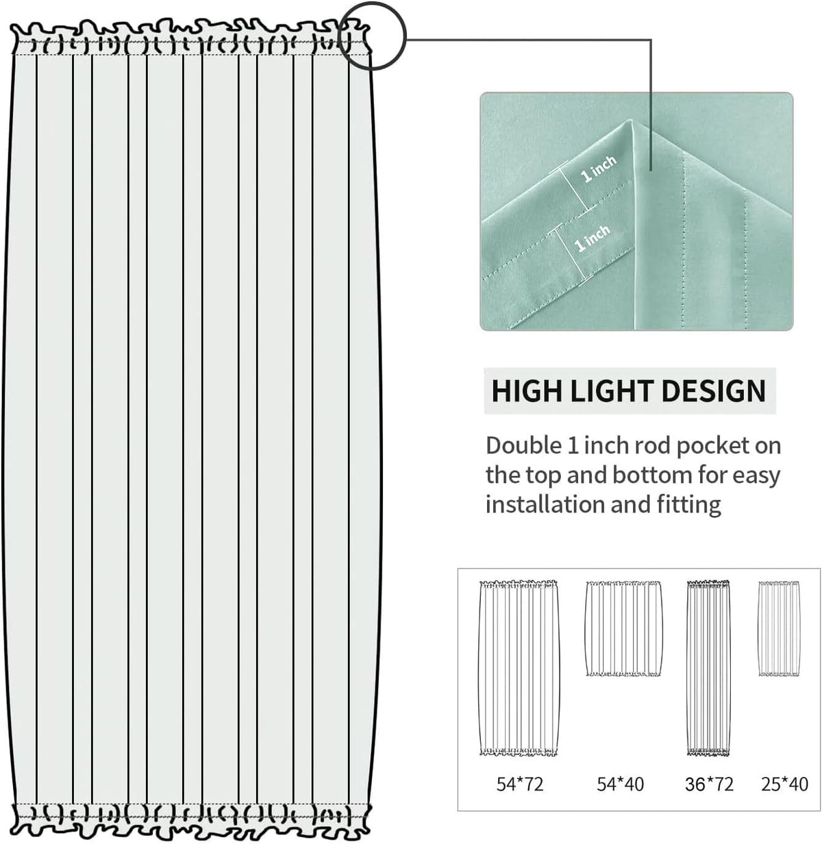 DWCN French Door Curtains – Rod Pocket Thermal Blackout Curtain for Doors with Glass Window