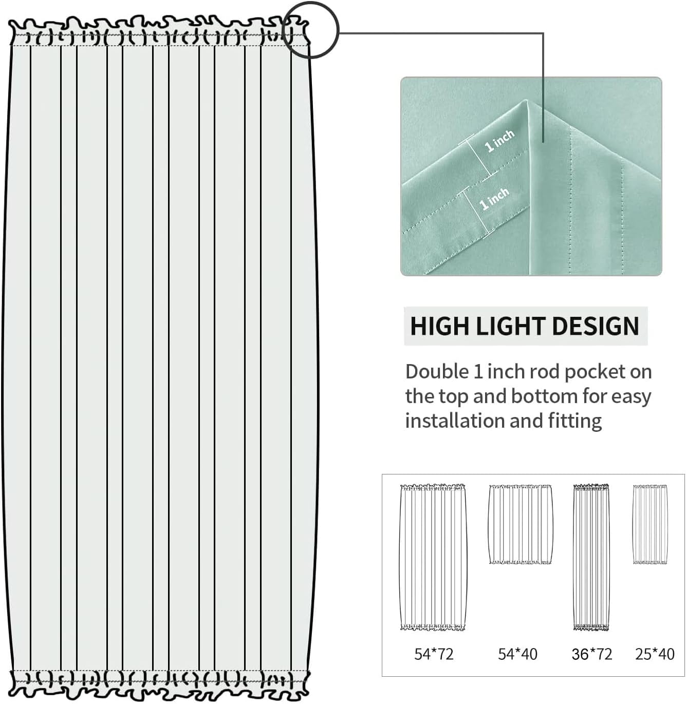 DWCN French Door Curtains – Rod Pocket Thermal Blackout Curtain for Doors with Glass Window