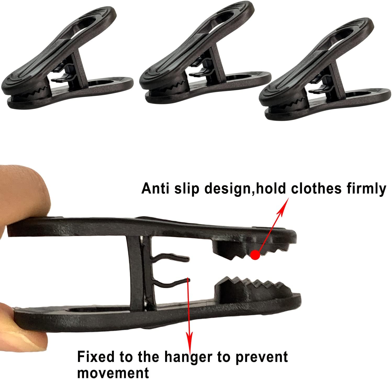 Black Hanger Clips 60 PCS, Multi-Purpose Plastic Clips Perfect for Plastic Hangers Velvet Hanger