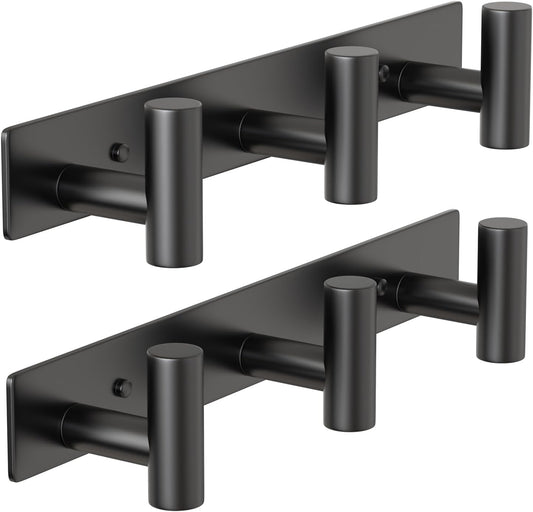 PMMASTO Coat Rack Wall Mounted, 3 "T Shaped Wall Hooks for Hanging, Heavy Duty Stainless Steel Coat