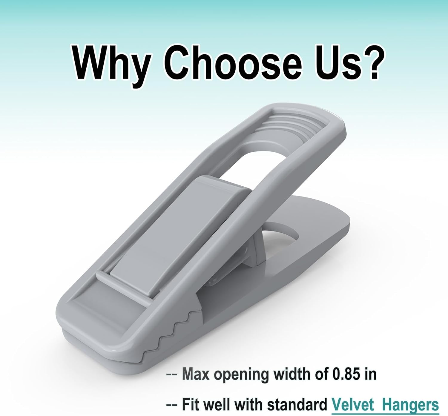 Hanger Clips for Velvet Hangers (Grey, 40 PCS), Non-Slip Plastic Clips Skirt Hanger Clips for Gray
