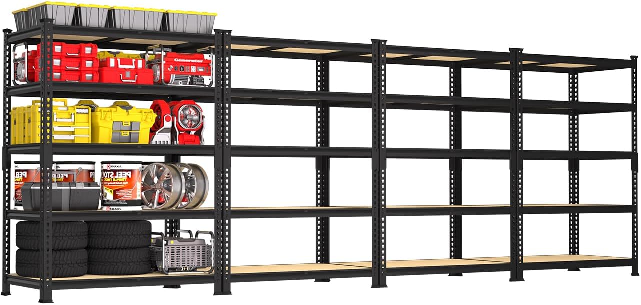 PrimeZone 36" x 16" x 72" Heavy Duty Storage Shelves - 5 Tier Adjustable Garage Storage Shelving