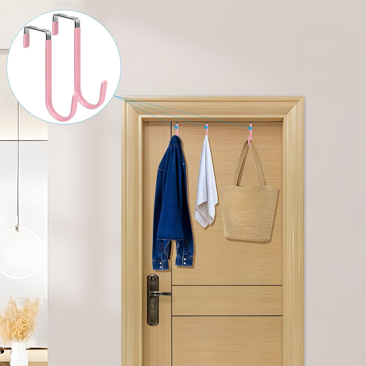 FYY Over The Door Hooks, 4 Pack Door Hangers Hooks with Rubber Prevent Scratches Heavy Duty