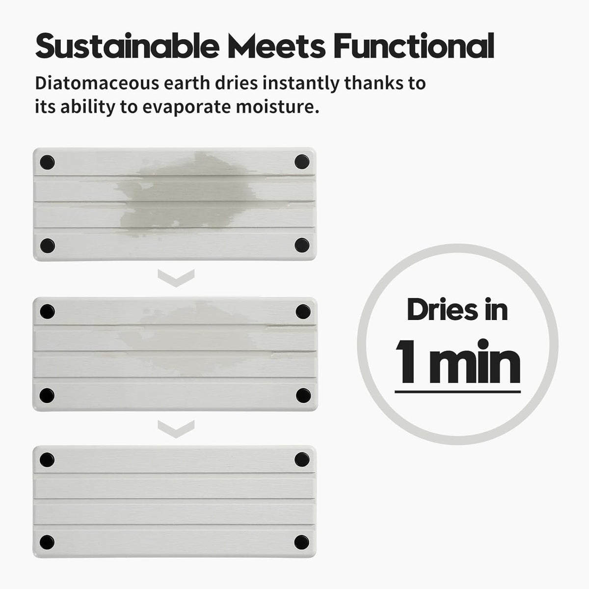 Instant Dry Sink Caddy Kitchen Sink Organizer, Quick Drying Diatomaceous Earth Stone Sink Tray