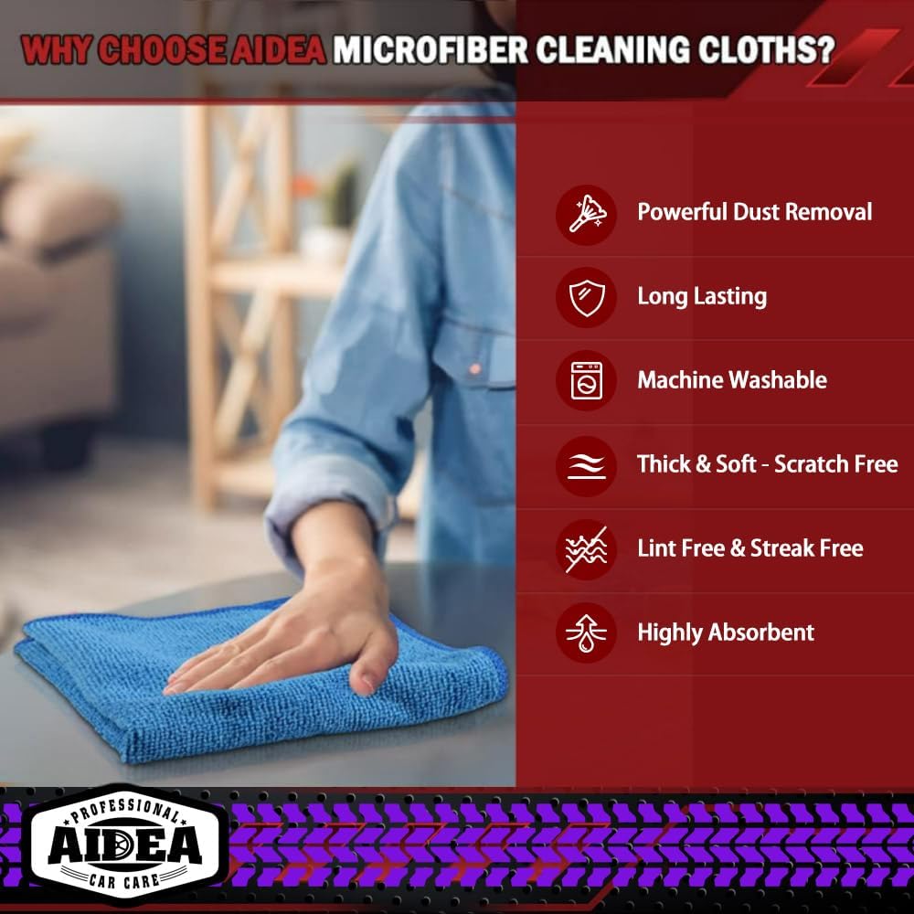 AIDEA Microfiber Cleaning Cloth 20PK, Microfiber Towels for Cars, Dusting Cloth Cleaning Rags for