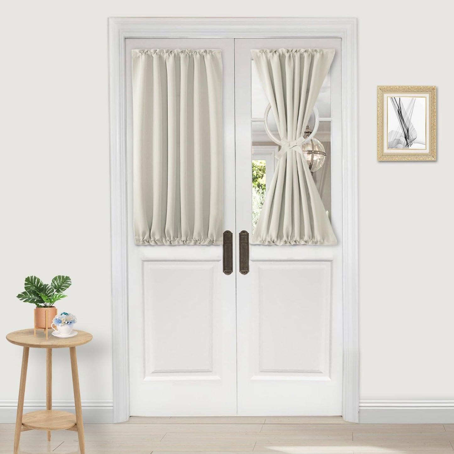 DWCN French Door Curtains – Rod Pocket Thermal Blackout Curtain for Doors with Glass Window