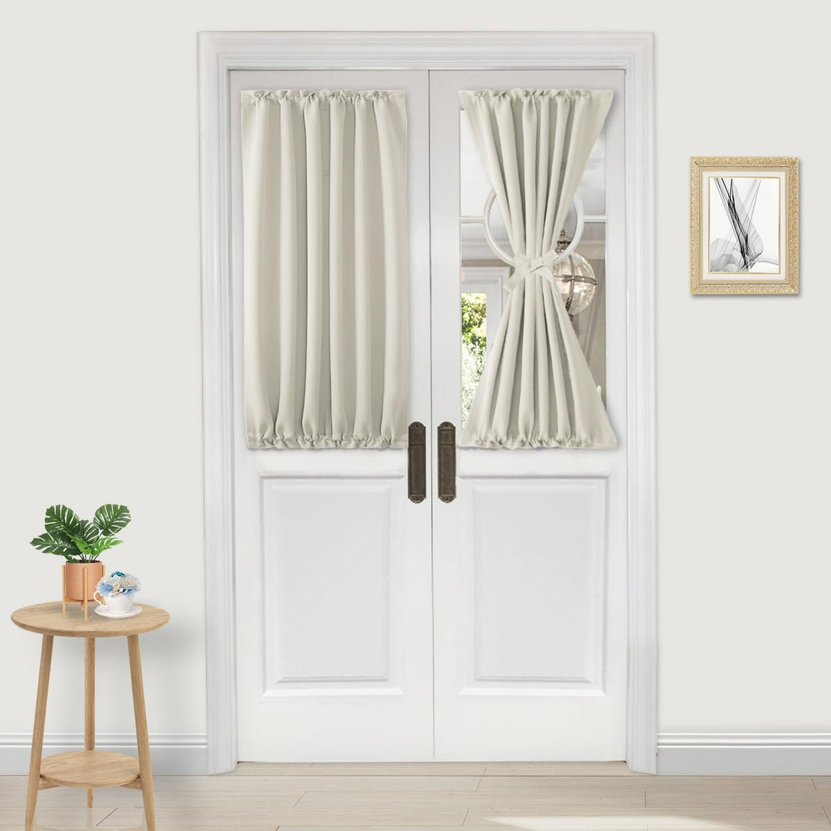 DWCN French Door Curtains – Rod Pocket Thermal Blackout Curtain for Doors with Glass Window