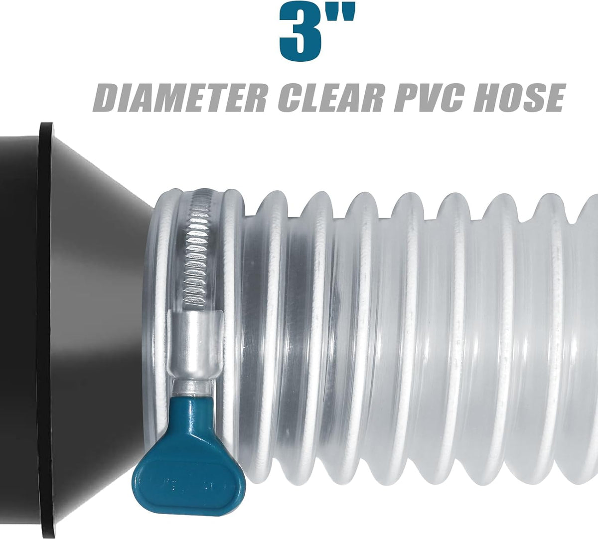 PVC Dust Collection Hose 3" x 10', Flexible Dust Collector Hose, Puncture Resistant Carbon Steel
