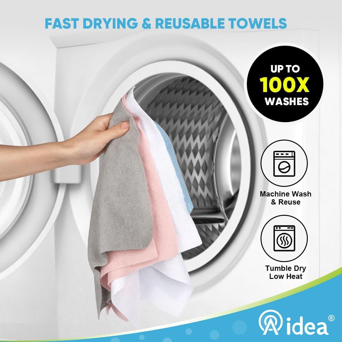 AIDEA Microfiber Cleaning Cloth Roll, Shop Towels 55 Sheets, Grey Microfiber Towels for Cars