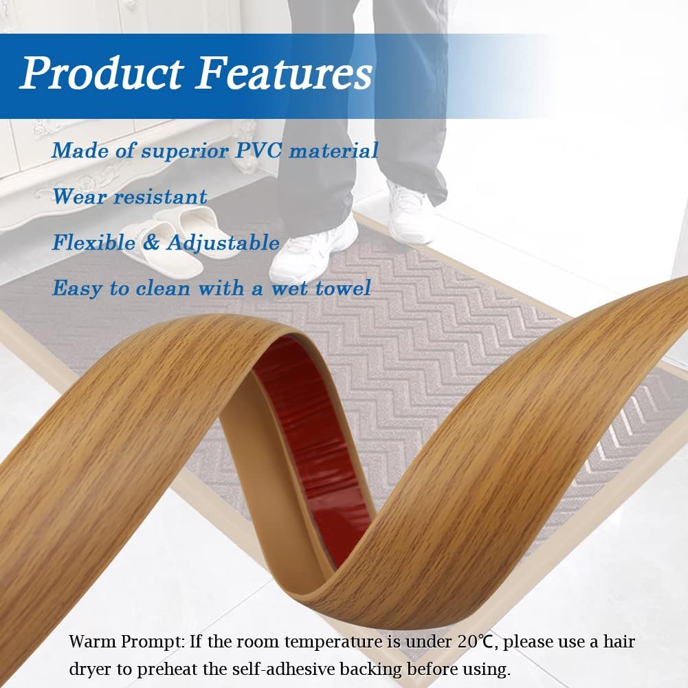 Floor Transition Strip Self Adhesive Carpet & Flooring Transitions Edging Trim Strip PVC Threshold