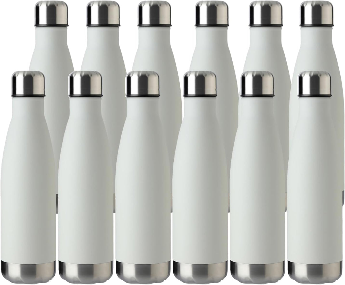 MEWAY 17oz Sport Water Bottle 12 Pack Vacuum Insulated Stainless Steel Leak-Proof Double Wall Cola