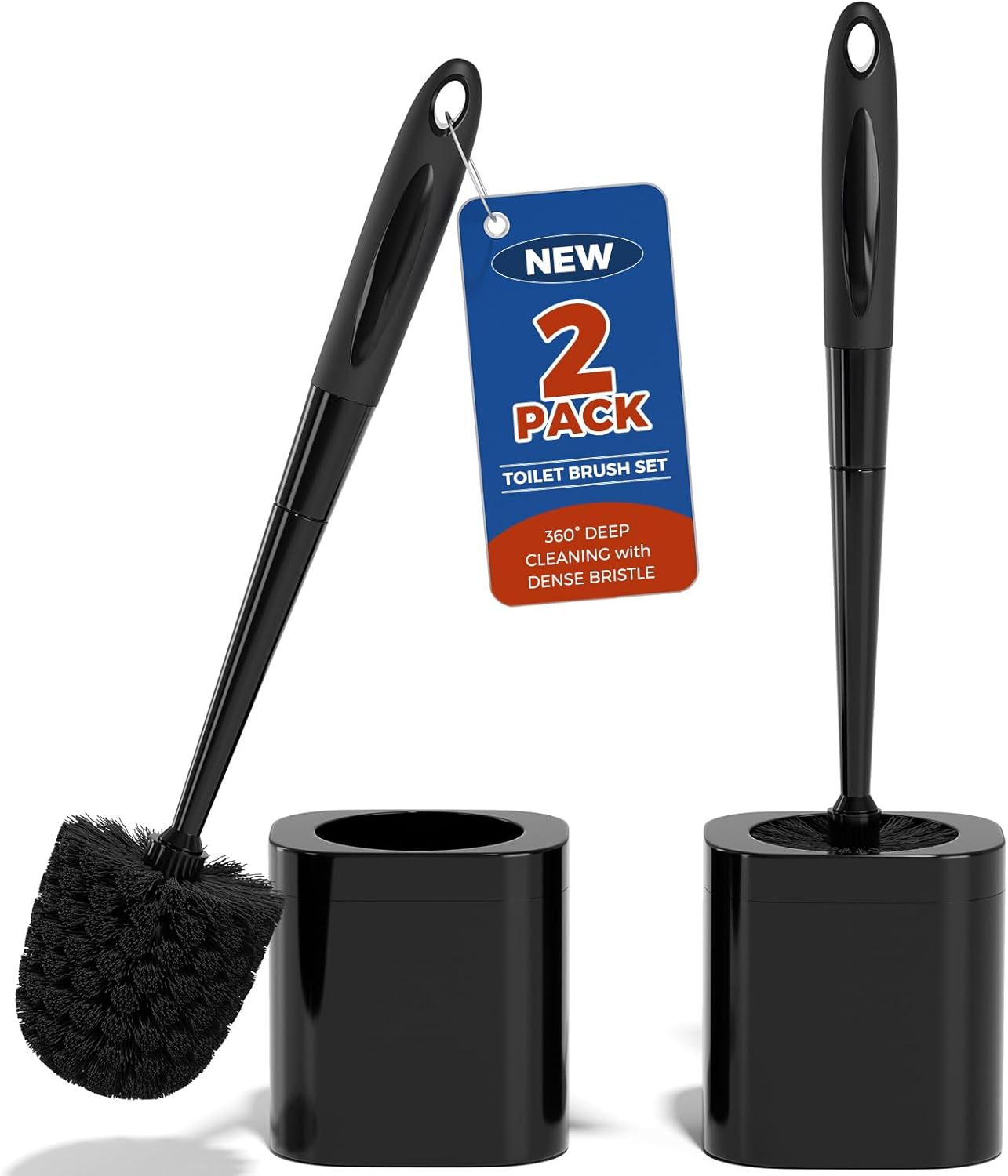 Toilet Brush, 2 Pack Toilet Brush and Holder Set Bathroom Accessories, Toilet Bowl Brush and Holder