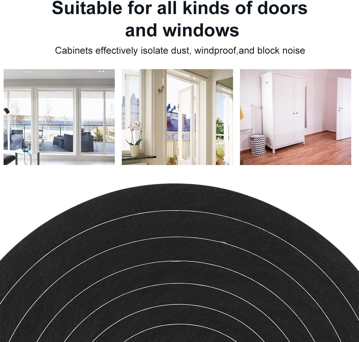2 Rolls Foam Tape Weather Stripping Door Seal, 1'' W x 3/4'' T High Density Seal Strip, Adhesive