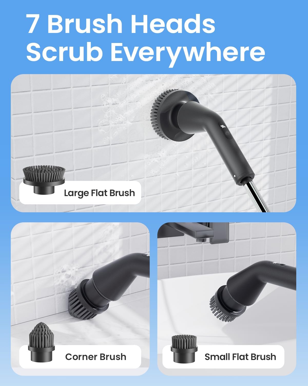 Leebein Electric Spin Scrubber, 2025 Upgraded Cordless Cleaning Brush Scrubber, IPX7 Waterproof