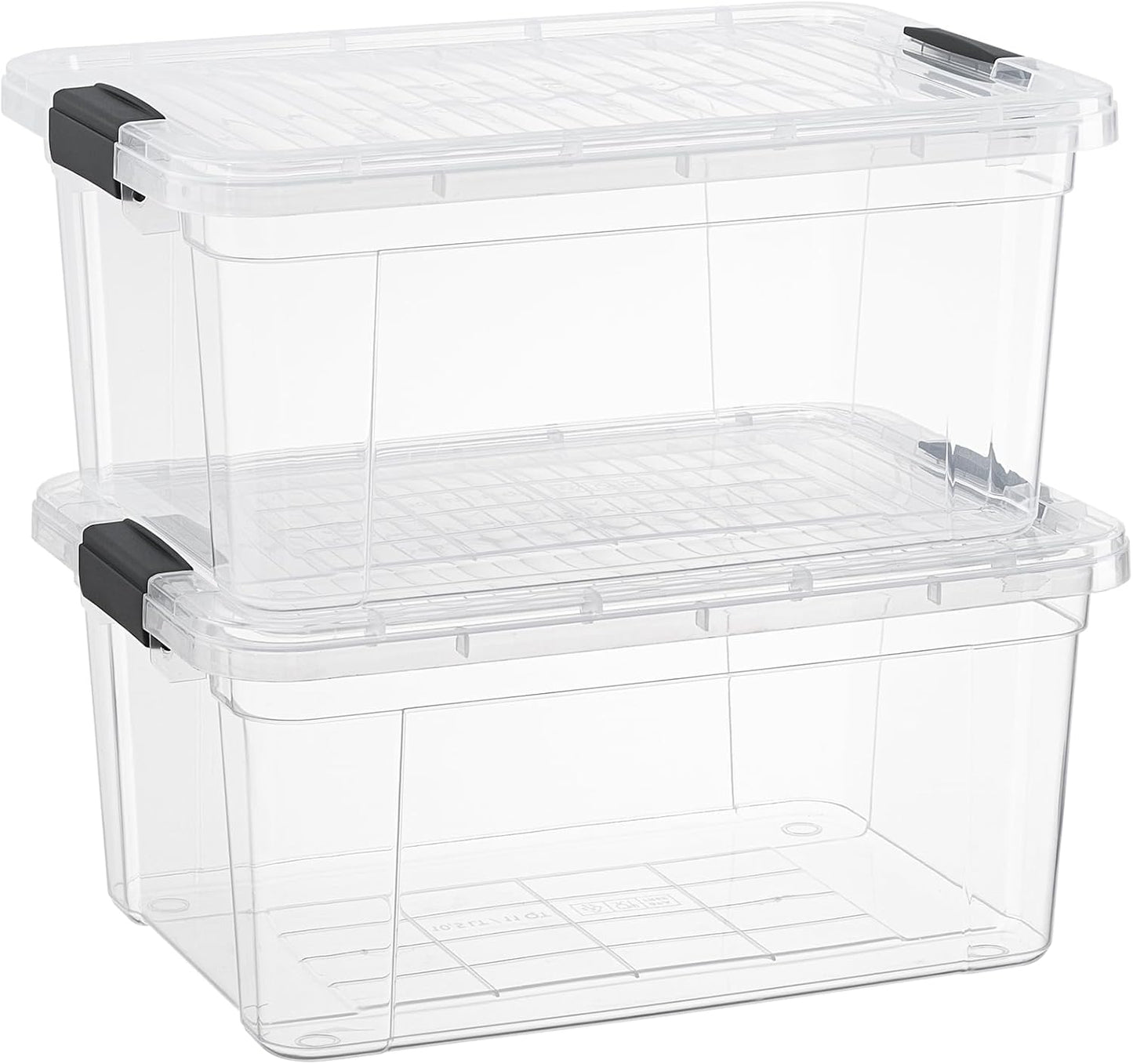 Superio Storage Bins with Lids - Clear Boxes for Organizing, Stackable Plastic Containers - BPA