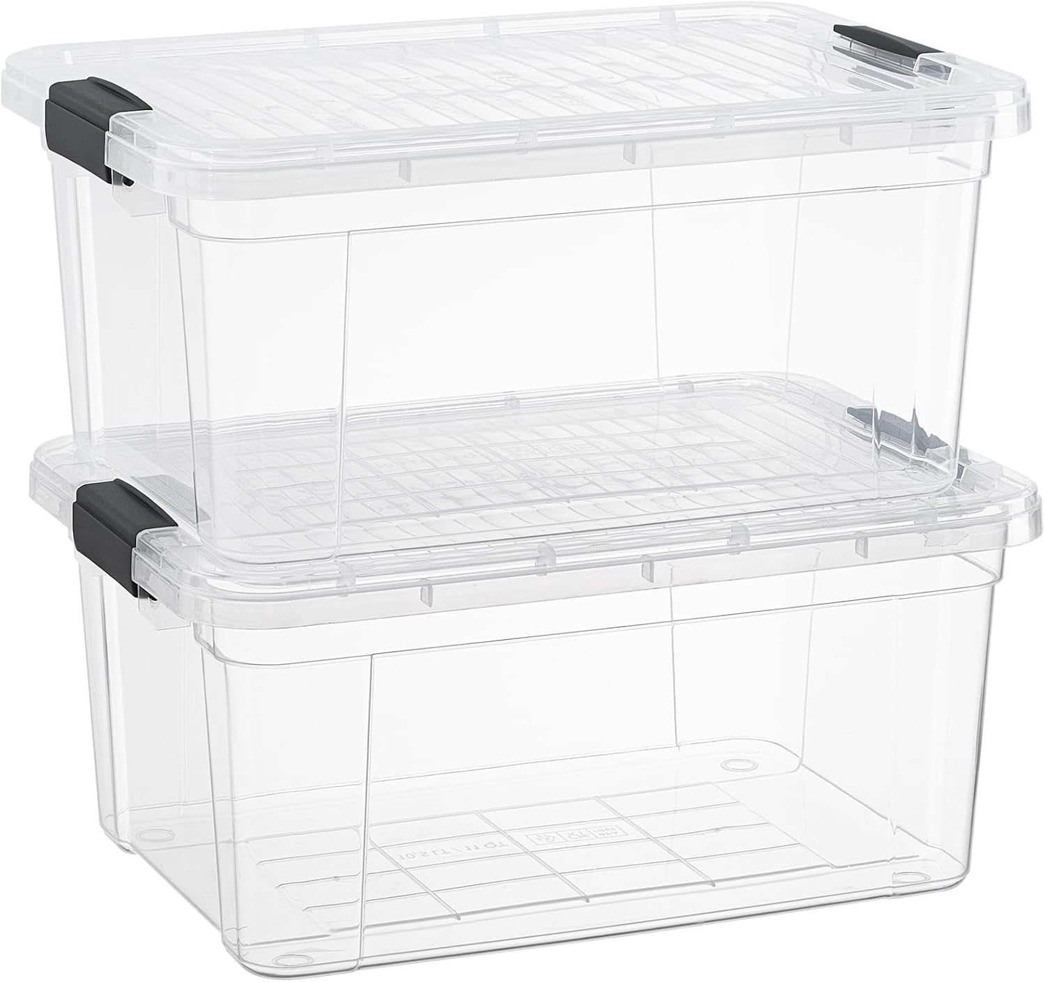Superio Storage Bins with Lids - Clear Boxes for Organizing, Stackable Plastic Containers - BPA