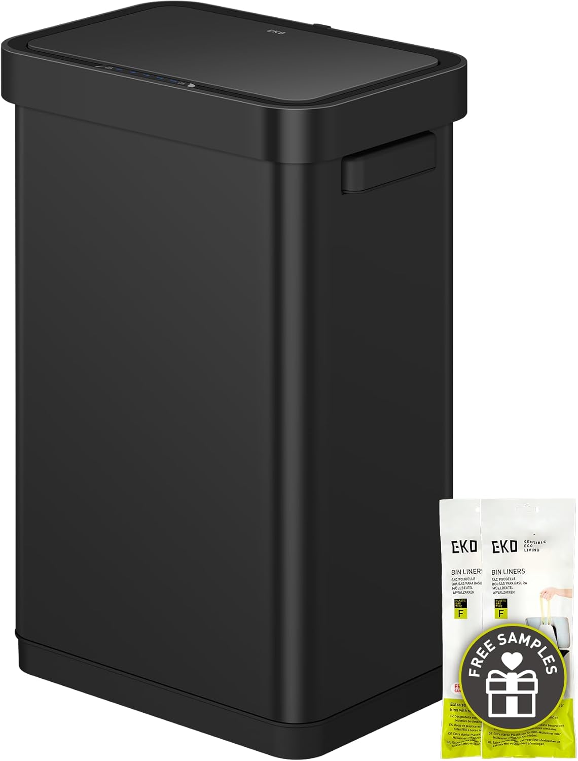 EKO Deluxe Mirage-T 50 Liter / 13.2 Gallon Touchless Rectangular Motion Sensor Trash Can, Matte