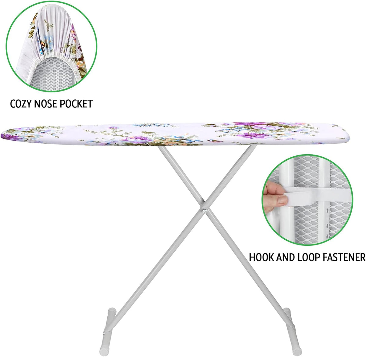 Ironing Board Cover and Pad 15x54 Inch Standard Ironing Board Cover with Elastic Edge and Hook and
