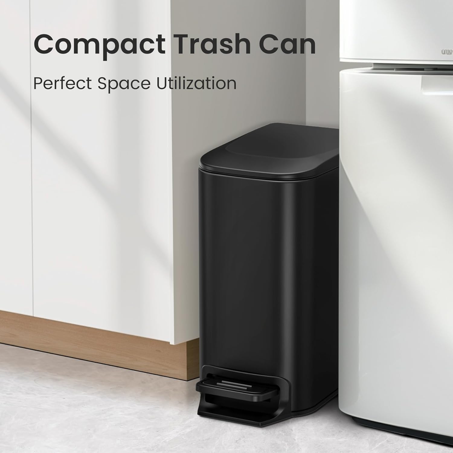 Cesun Small Bathroom Trash Can with Lid Soft Close, Step Pedal, 6 Liter / 1.6 Gallon Stainless