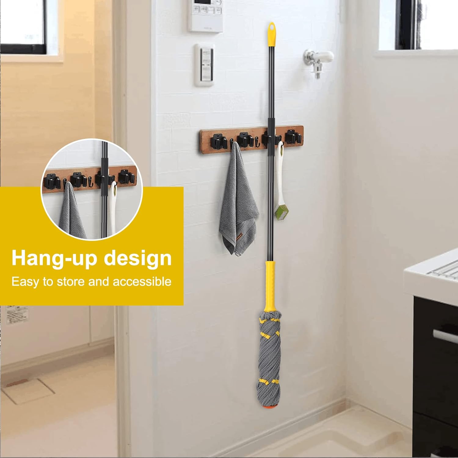 Self Wringing Twist Mop, Wet Mop for Floor Cleaning with 57 " Long Handle, Heavy Duty Floor Mop for