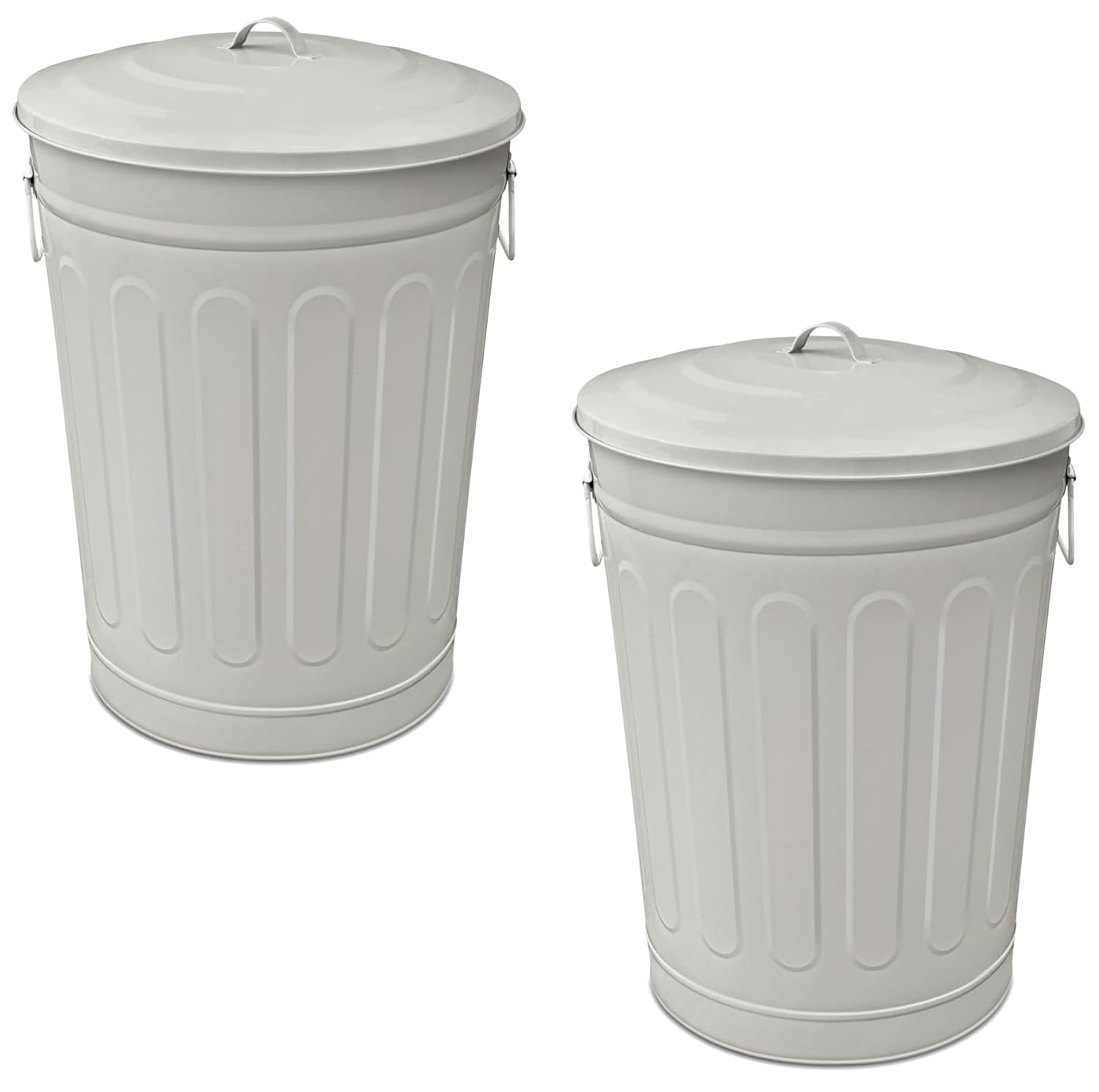 Plexon 13-Gallon Galvanized Steel Round Trash Can with Lid, Indoor and Outdoor Use, Durable