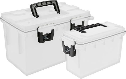Sheffield 12722 Storage Bins With Lids, 2-Pack Stackable Storage Bins, Made in USA, Lockable and