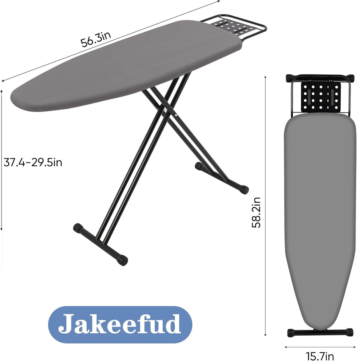 Full Size Ironing Board 47" X 15" with Heat Resistant Cover and Thicken Felt Pad, Safety Iron Rest