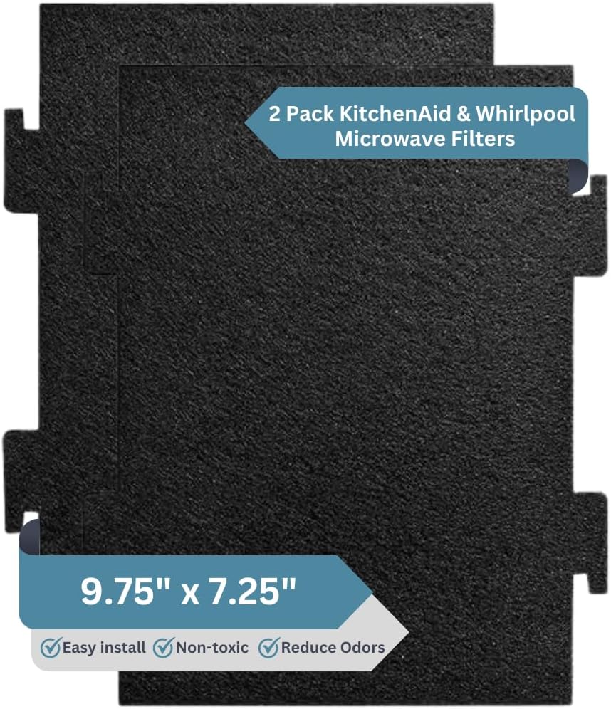 2-Pack Notched Activated Carbon Charcoal Microwave Hood Filters - 9.75" x 7.25" Microwave Hood