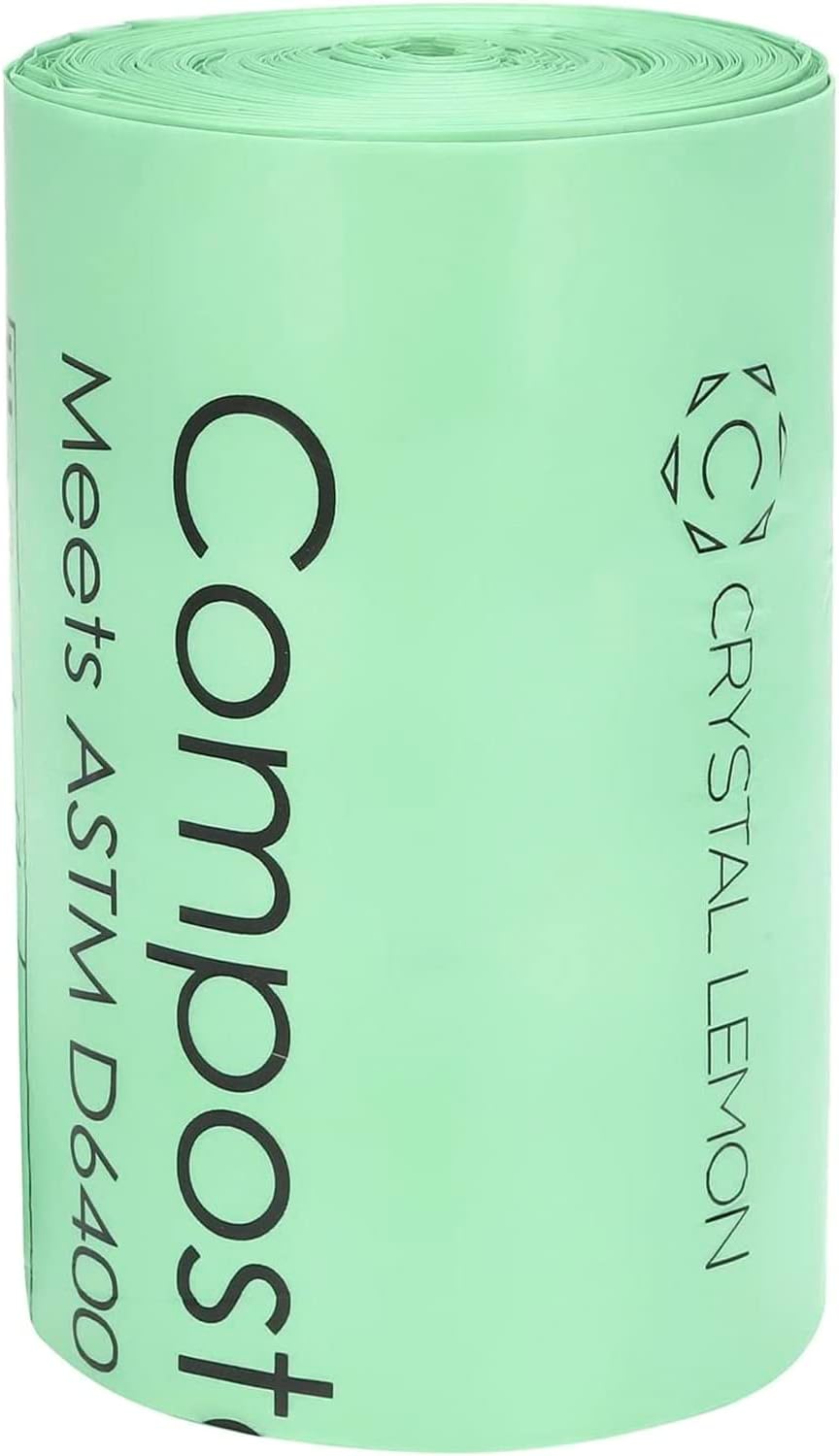 Crystal Lemon 30-Count Biodegradable 6 Gallon Bags, Heavy Duty and Unscented – Ideal for Kitchen